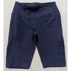 Biker Shorts Women XL Navy Blue Excellent High Waist Side Pockets